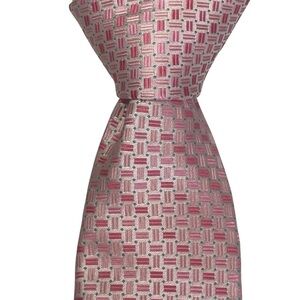 Saddlebred Men's Neck Tie Pink Geometric Office Business Wedding Guest Easter